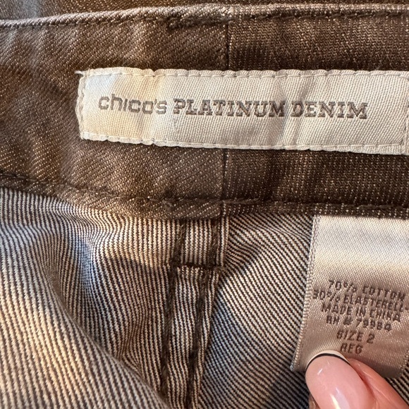 Chico's Women's ultimate fit Slim Leg Jeans in brown - Picture 2 of 11